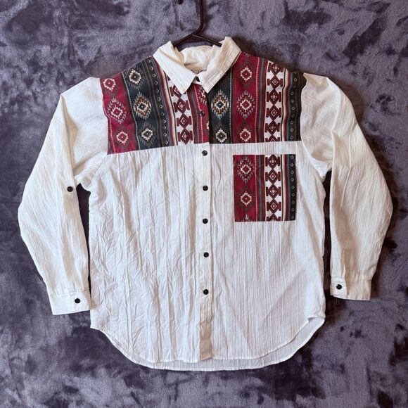 Vintage Tap & Co Western Button Up Long Sleeve Aztec Large 5632B Shoulder Patted - Picture 1 of 7
